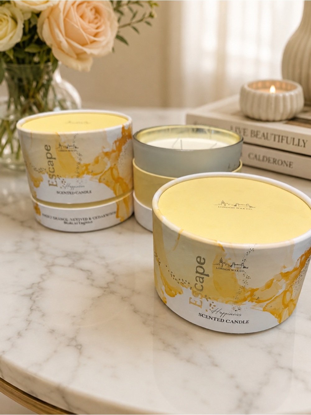 London Wax Co Escape Happiness Scented Candle Sweet Orange, Vetiver & CedarWood